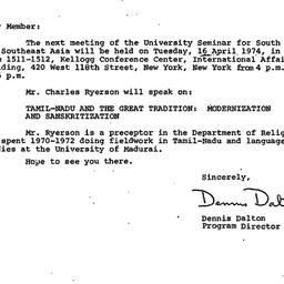 Announcements, 1974-04-08. ...