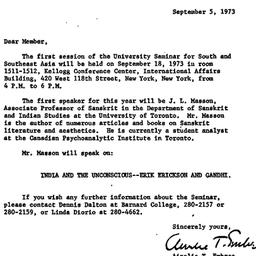 Announcements, 1973-09-05. ...