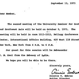 Announcements, 1973-09-13. ...