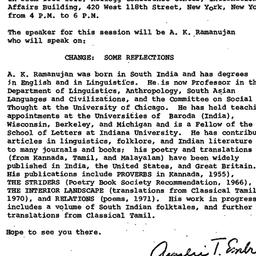 Announcements, 1973-11-15. ...
