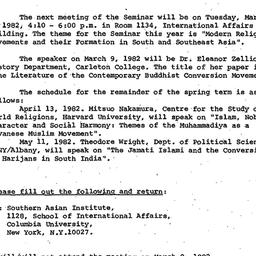 Announcements, 1982-03-09. ...