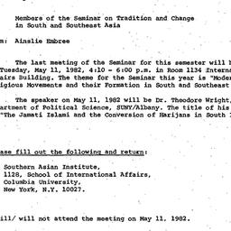 Announcements, 1981-05-11. ...