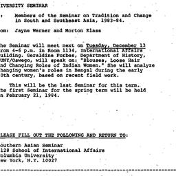 Announcements, 1983-12-13. ...