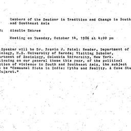 Announcements, 1986-10-14. ...