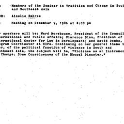 Announcements, 1986-12-09. ...