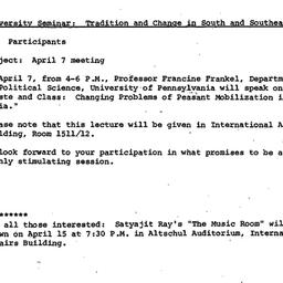 Announcements, 1981-03-17. ...