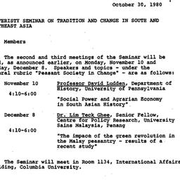 Announcements, 1980-10-30. ...