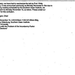 Announcements, 1999-10-29. ...