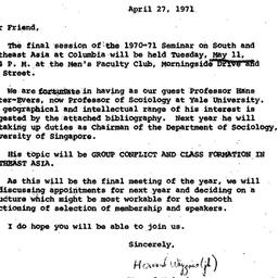 Announcements, 1971-04-27. ...