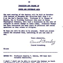 Announcements, 1966-11-08. ...