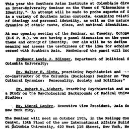 Announcements, 1971-10-06. ...