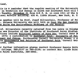 Announcements, 1972-11-03. ...