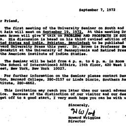 Announcements, 1972-09-07. ...