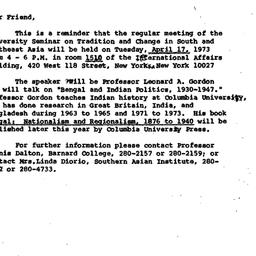 Announcements, 1973-03-19. ...