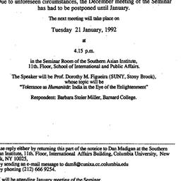 Announcements, 1992-01-21. ...