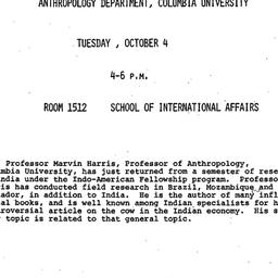 Announcements, 1977-10-04. ...