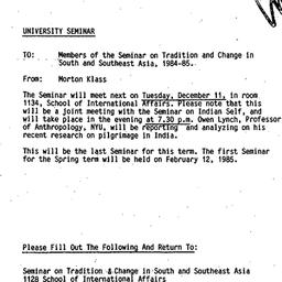 Minutes, 1984-12-11. South ...