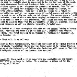 Announcements, 1984-10-09. ...