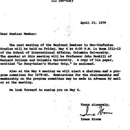 Announcements, 1979-04-23. ...