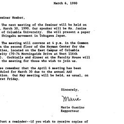 Announcements, 1990-03-30. ...
