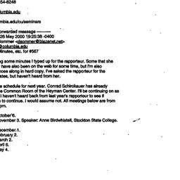 Announcements, 2001-05-30. ...