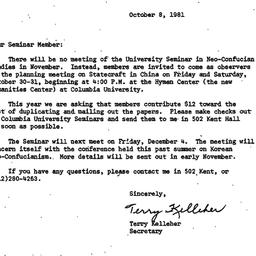 Announcements, 1981-10-08. ...