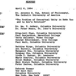 Minutes, 1984-04-06. Neo-Co...