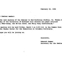 Announcements, 1984-02-20. ...