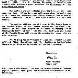 Announcements, 1987-03-19. ...