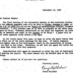 Announcements, 1980-09-15. ...