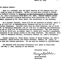 Announcements, 1981-03-10. ...