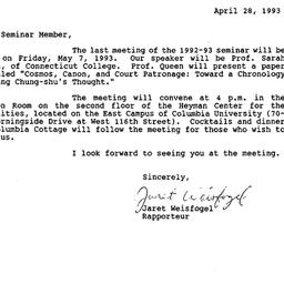 Announcements, 1993-05-07. ...