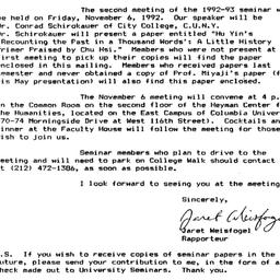 Announcements, 1992-11-06. ...