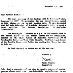 Announcements, 1987-11-23. ...