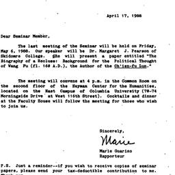 Announcements, 1988-04-17. ...