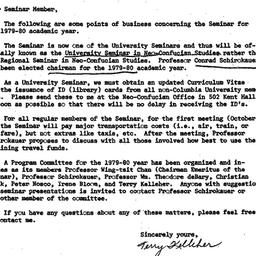 Announcements, 1979-09-12. ...