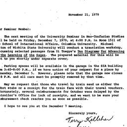 Announcements, 1979-11-21. ...