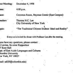 Announcements, 1998-12-04. ...