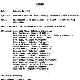 Minutes, 1983-02-04. Neo-Co...
