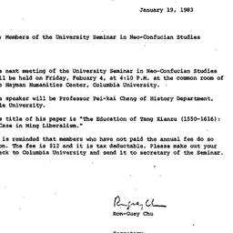 Announcements, 1983-01-19. ...