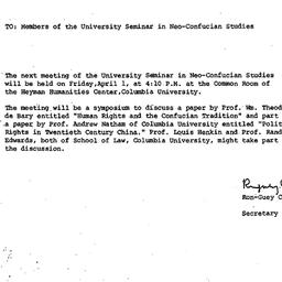 Announcements, 1983-03-23. ...