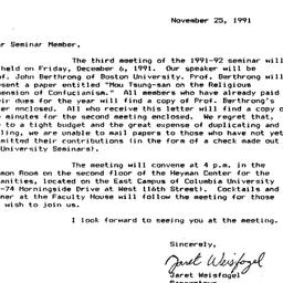 Announcements, 1991-12-06. ...