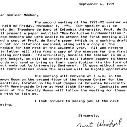 Announcements, 1991-11-01. ...