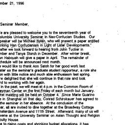 Announcements, 1996-09-21. ...