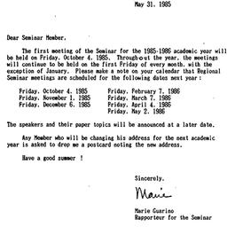 Announcements, 1986-05-31. ...