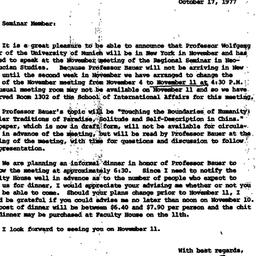 Announcements, 1977-10-17. ...