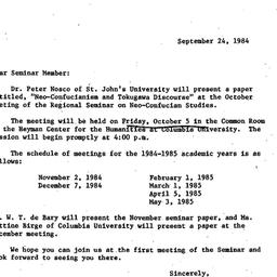 Announcements, 1984-09-24. ...