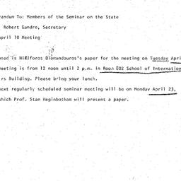 Announcements, 1973-04-10. ...