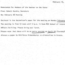 Announcements, 1973-02-15. ...
