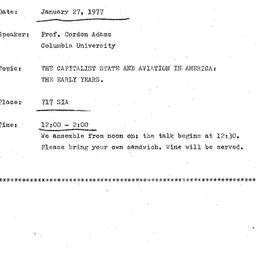 Announcements, 1976-01-27. ...